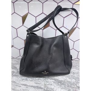 Kate Spade Leila Medium Triple Compartment Pebbled Leather Shoulder Bag - Black